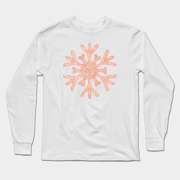 Snowflake (orange) Long Sleeve T-Shirt by calenbundalas